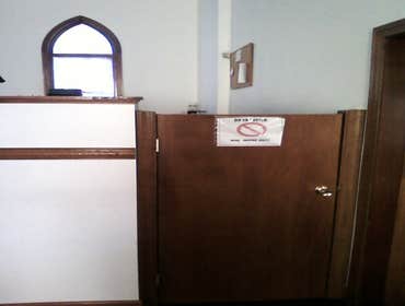 Just me and the wife Remodeled a Church in Petersburg. I built a half round stage with rounded steps. I then added arcs to the headers over choir area.