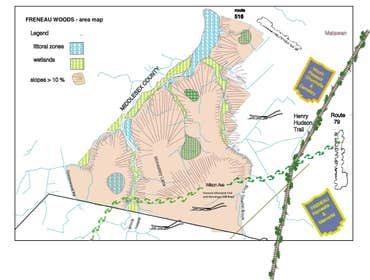 Freneau Woods Descriptive map for preservation of environmentally sensitive and historically significant nature preserve