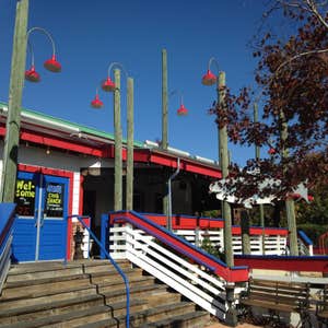 Job--Joe's Crab Shack Special half-round galvanized aluminum gutter we recently installed for Joe's Crabshack in Chesapeake, VA.