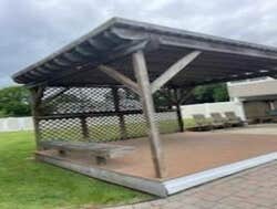Pavilion and pavers before and after