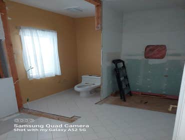 Bathroom remodels and renovations Demo old dated bathroom cabinetry flooring tubs and shower replacements waterproofing trim cabinetry sinks toilets mi