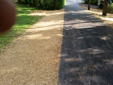 Topsoil and seed along blacktop