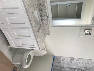 New bathroom with marble counter