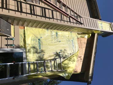 Photos by Alpha-Pac NW Construction Complete reside of every lap sided elevation of home, tying into existing stucco and brick remaining on house. Deco