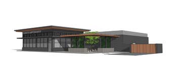 Conceputal Designs Renderings for various commercial projects, including redevelopment of an existing strip mall and proposed exterior improvements for