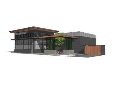 Conceputal Designs Renderings for various commercial projects, including redevelopment of an existing strip mall and proposed exterior improvements for