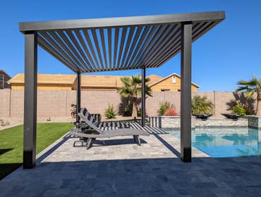 Free Standing 4K Aluminum 3x3 Lattice Pergola with 6x6 posts installed in Mesa, Arizona.