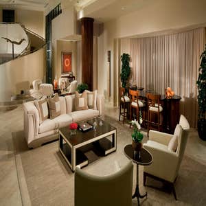 Custom Formal Living Room with Handcrafted Wet Bar