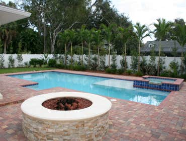 Fire pit, pool, spa, brick