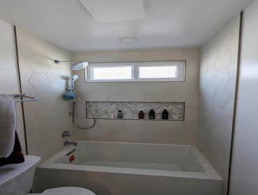 Tub/Shower with Herringbone Floor