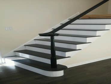 Staircase Armstrong Flooring American Scrape 3/4" X 5" hand scraped Oak "Nantucket".