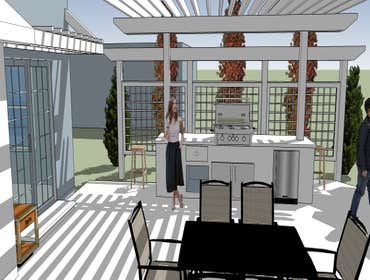 SketchUp Outdoor patio kitchen with arbor