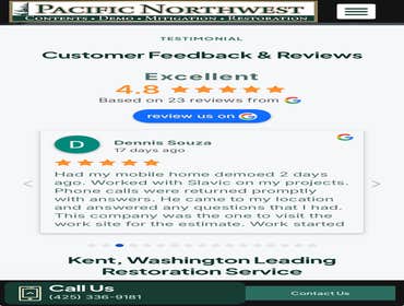 Slavik Petrus Pacific Northwest Restoration1 Fire restoration. Mold mitigation Water mitigation. Demolition. Content restoration.