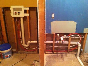 Plumbing Relocation of washer and dryer and new sewer and water