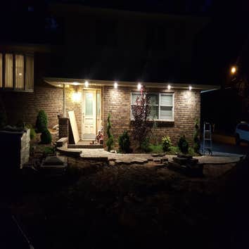 Led soffit lights on walkway