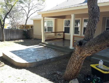 Ryan Project Concrete sab with single slope patio cover and fire pit pad