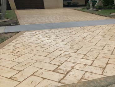 Photos by Stamped Concrete Denver LLC #1 Stamped concrete, often called textured or imprinted concrete, replicates the look of many different stones su